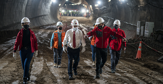 Presidente Sebastián Piñera visita obras de la extensión de línea 3 de metro a Quilicura: ya tiene 33,5% de avance y se inaugurará en 2023